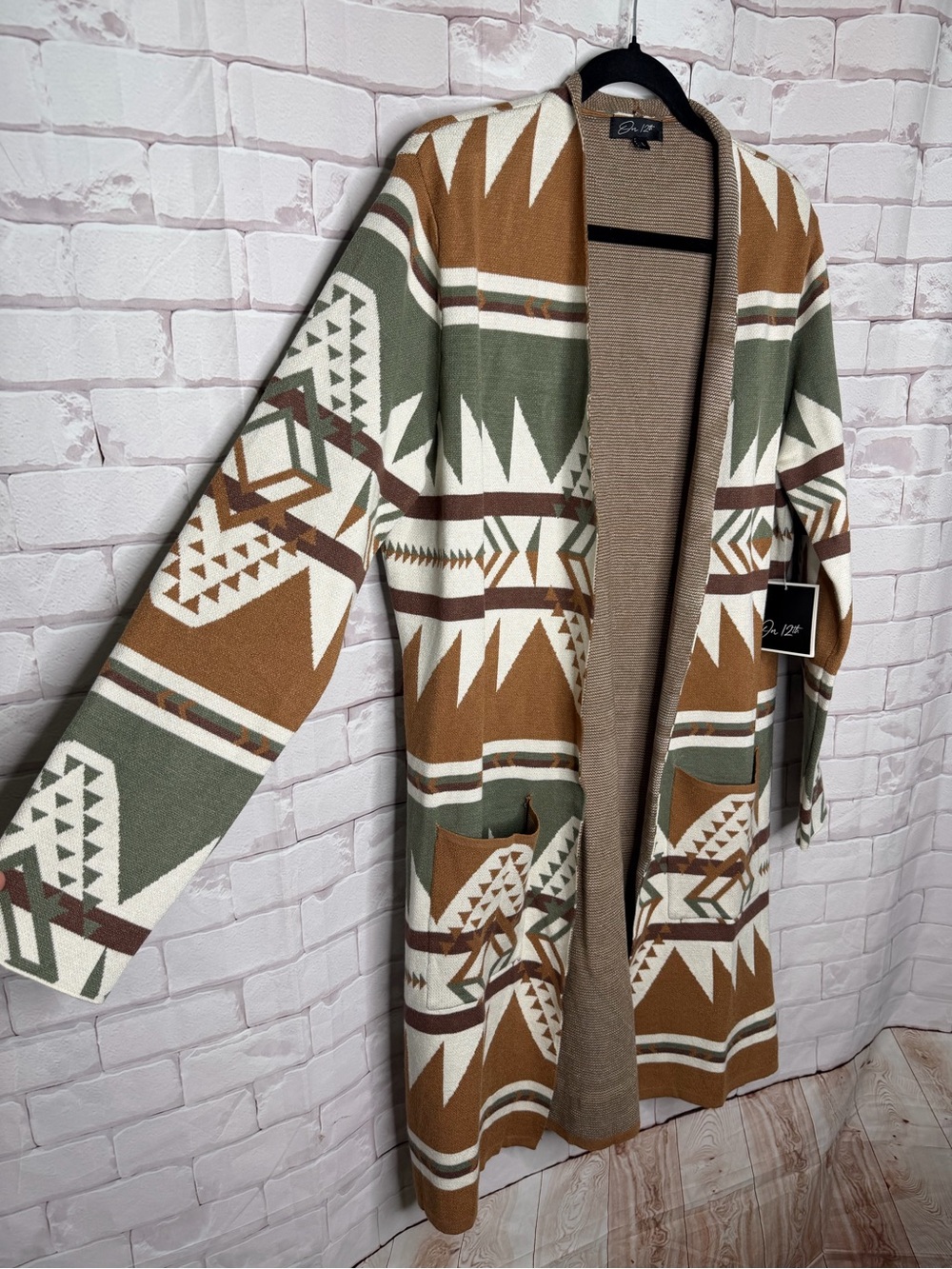 NWT On 12th Aztec Southwestern Open Front Duster Cardigan – Size Large - Picture 2 of 8